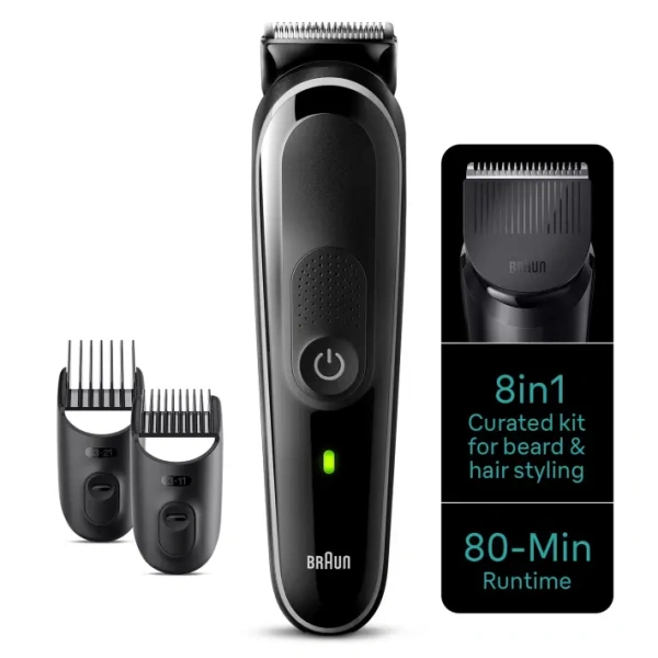 8-in-1 Style Kit 3 MGK3440 beard, hair. With 80min runtime, pouch, grey