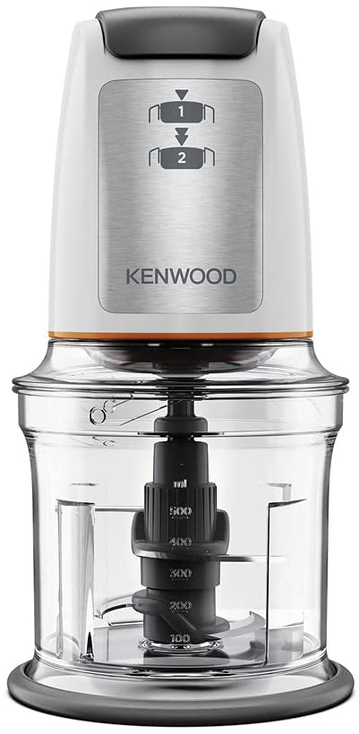 Kenwood Easy Chop Chopper, 0.5 Litre Bowl, 2 Speeds, Quad Blade System, Anti-slip ring for Food Chopper Stability, 500 W, Dishwasher Safe, White CHP61.000WH