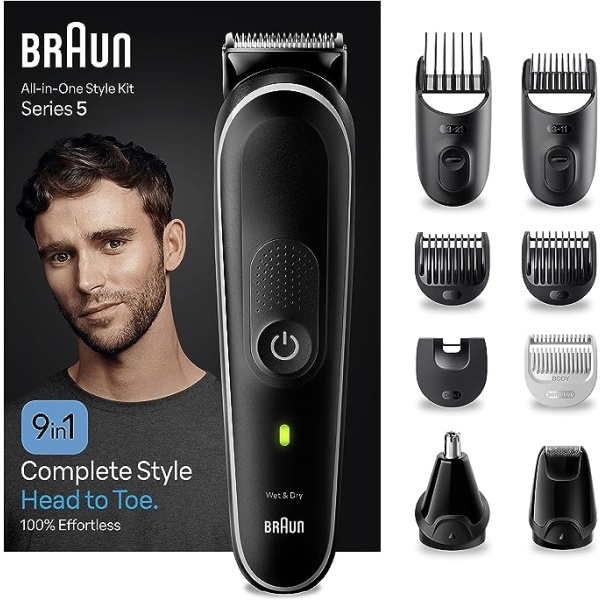 9-in-1 Style Kit 5 MGK5410 beard, body, ear&nose. With 100-min runtime, pouch, grey