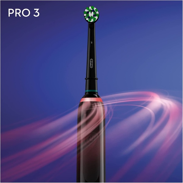 Oral-B Pro 3 Electric Toothbrush with Smart Pressure Sensor, 1 Cross Action Toothbrush Head & Travel Case, 3 Modes with Teeth Whitening, Gifts for Men/Women D505.513.3X.BK - Image 2