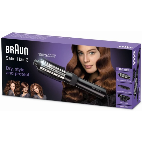 Satin Hair 3 AS330 airstyler with ceramic protection and 3 styling attachments. BI.AS330