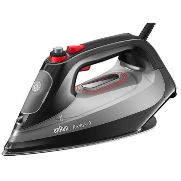 Braun TexStyle 9  Steam Iron with Freeglide 3D Sole Vertical Steam 3100 Watt Black SI9281
