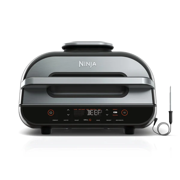 Ninja AG551 Foodi Smart Grill and Airfryer, Grey/Silver, X-Large, 3.8 Litre Capacity